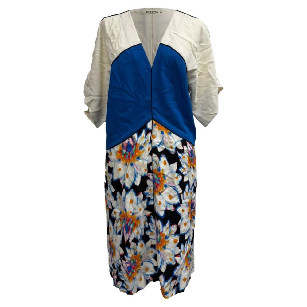 Etro Floral-Print Cold Shoulder Midi Dress in Multicolor Viscose